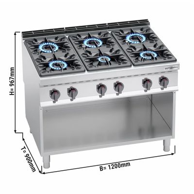 Gas Stove with 6 Burners (53.5 kW) with Pilot Flame