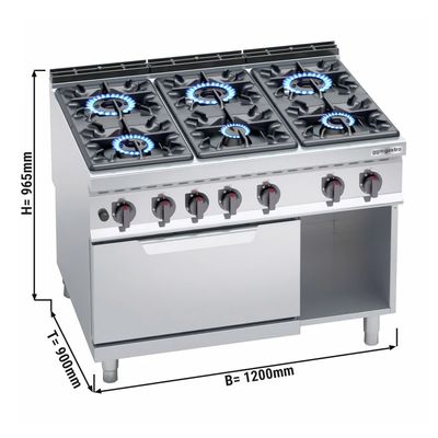 Gas Stove with 6 Burners (53.5 kW) + Gas Oven (7.8 kW)