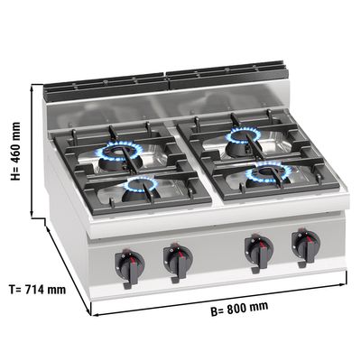 Cuisinière à gaz - 28 kW - 4 brûleurs