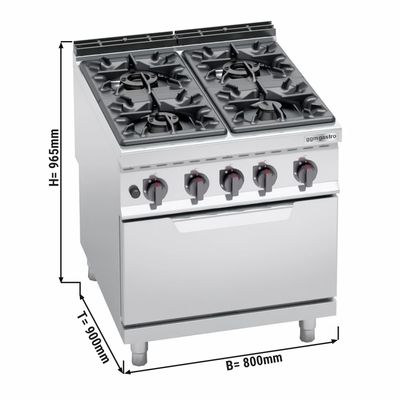Gas Stove with 4 Burners (34.5 kW) + Gas Oven (7.8 kW)