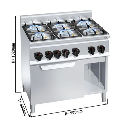 Gas Stove with 6 Burners (28.5 kW) + Gas Oven (6 kW)