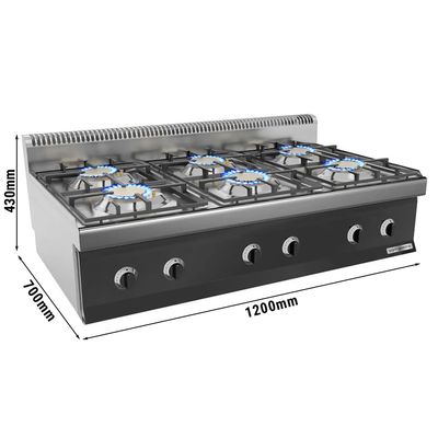 Gas stove 6x burners (33,5 kW) with pilot flame