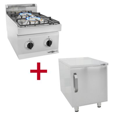 Gas cooker - 2 burners (7 kW) with pilot flame - incl. base with 1 door	
