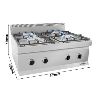 Cuisinière à gaz - 14 kW - 4 brûleurs