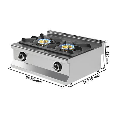 Gas stove - with 2 burners (17.3 kW) 