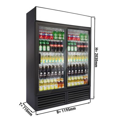 Meşrubat Buzdolabı - 1000 Litre - Siyah - Sürgülü Kspılı