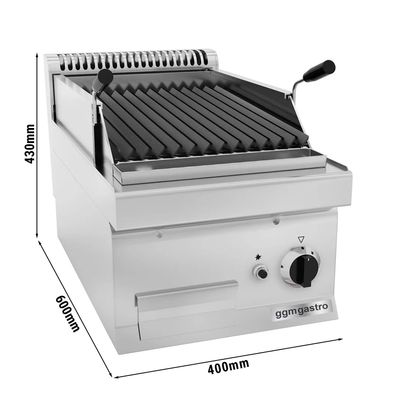 Gas lava stone barbecue - 5,5 kW - Tilting grill grid