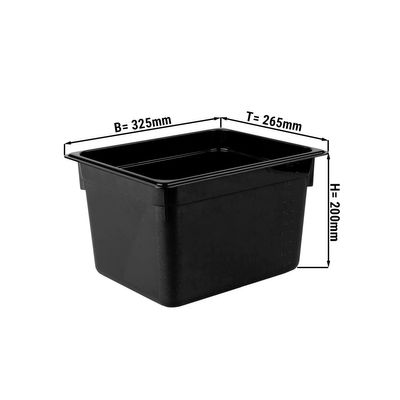 Polypropylene containers GN1/2 - black - height 200mm