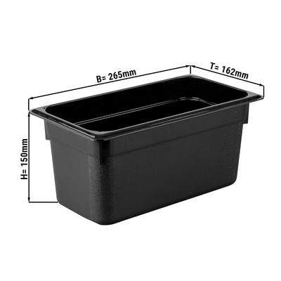 Polypropylene containers GN1/4 - black - height 150mm