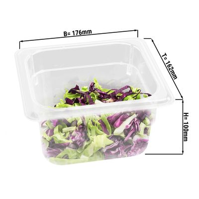 Polycarbonate containers GN 1/6 - clear - height 100mm