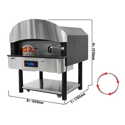 Gas pizza oven (with wood reservoir) - rotating - 6x Ø 30 cm