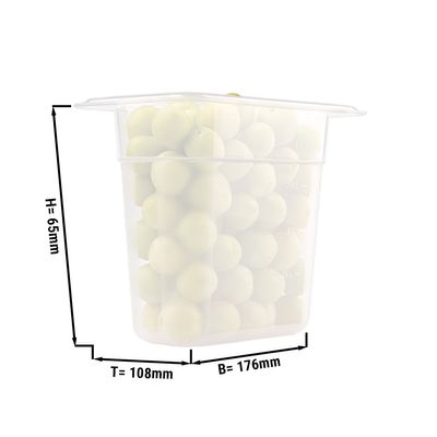 أبيض حليبي - عمق: 65 مم - GN 1/9 غطاء بولي بروبيلين - لحاويات
