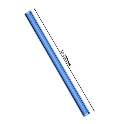 (50 шт.) Скляні соломинки для пиття синього кольору - 20 см - прямі - вкл. нейлонову щіточку для чищення
