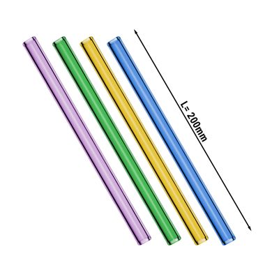 (48 шт.) Скляні соломинки для пиття - прямі - 200 мм - різних кольорів - вкл. нейлонову щіточку для чищення