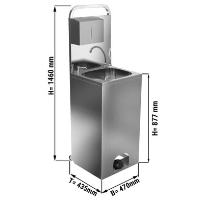 Mobilna umywalka / dozownik środka dezynfekującego - wymiary umywalki: 410 x 350 mm