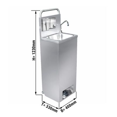Mobiele handwasbak - afmetingen wasbak: 400x300mm - met zeep- en papieren handdoekdispenser