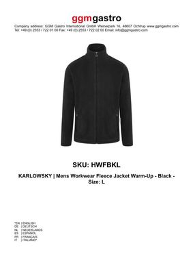 KARLOWSKY | Herren Workwear Fleecejacke Warm-Up - Schwarz - Größe: L
