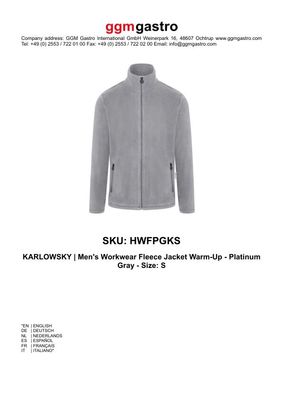 KARLOWSKY | Herren Workwear Fleecejacke Warm-Up - Platingrau - Größe: S