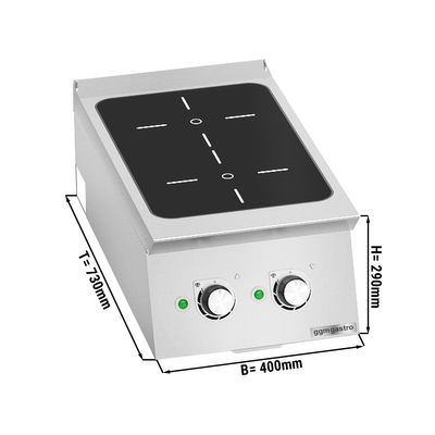 Cuisinière à induction - 7 kW - 2 plaques de cuisson