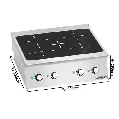 Cuisinière à induction - 14 kW - 4 plaques de cuisson
