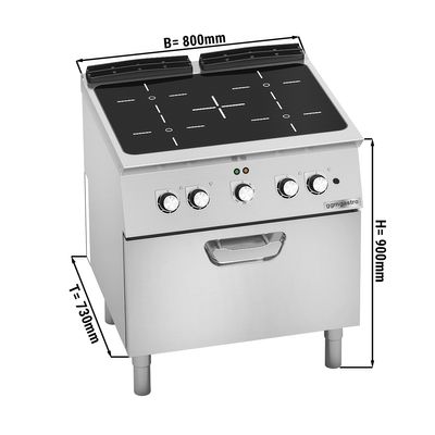 Cuisinière à infrarouge - 12,8 kW - 4 plaques de cuisson - Four électrique inclus - 4,7 kW