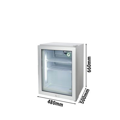GASTRO-COOL | Minibar-Tiefkühlschrank - 51 Liter - mit 1 Glastür - Silber