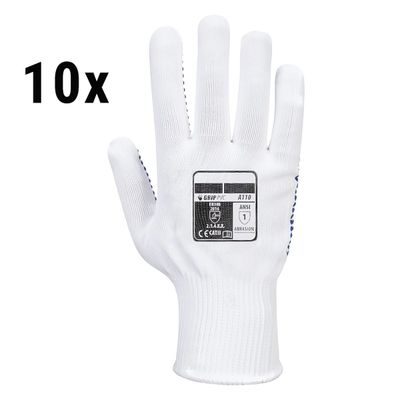 (10 paar) PVC Nub Handschoen - Wit/Blauw - Maat: XL