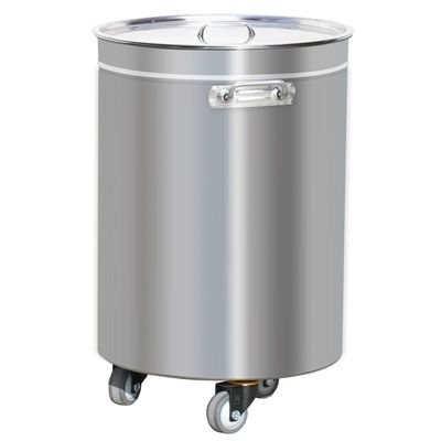 Abfallbehälter mit Hubdeckel, Rollen & Griffen - 75L - Edelstahl