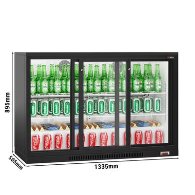 Réfrigérateur bar - 1330mm - 320 litres - avec 3 portes coulissantes en verre - Noir
