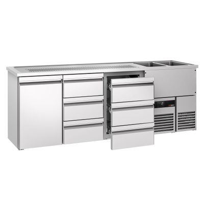 Biertheke PREMIUM - 2500x700mm - 1 Tür & 6 Schubladen