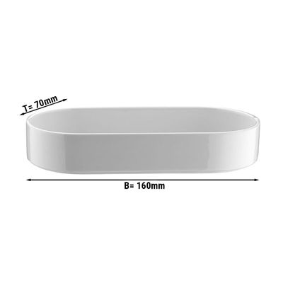 (6 Stück) PERA Weiß - Dessert-/ Salatschale - oval - 160x70mm - Weiß