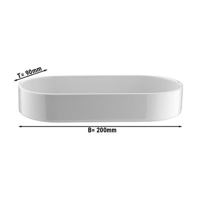 (6 Stück) PERA Weiß - Dessert-/ Salatschale - oval - 200x90mm - Weiß
