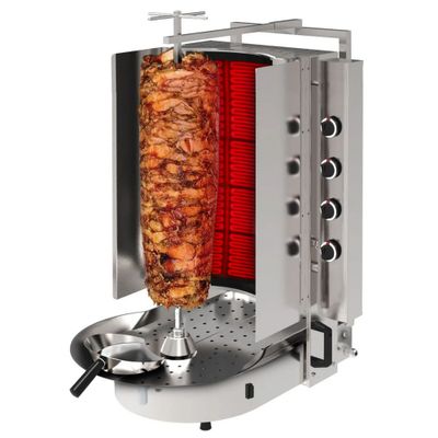 Gas Gyros-/ Dönergrill - mit ROBAX® Glas - 8 Brenner - max. 75 kg