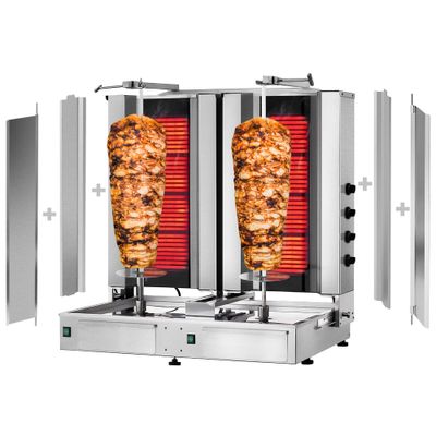 Elektro Gyros-/ Dönergrill - 4+4 Brenner - max. 120 kg - inkl. 2 Flügeltüren
