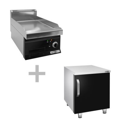 Elektro Bratplatte - 3,6 kW - Glatt - inkl. Unterbau mit 1 Tür