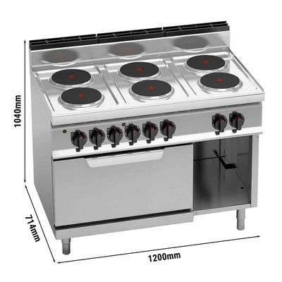 Electric stove 6xPlatten (15.6 kW) + static electric oven (7.5 kW)