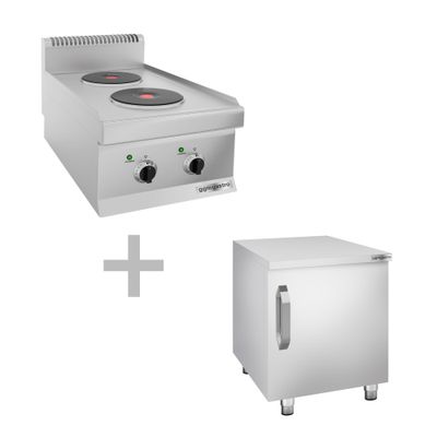 Elektroherd - 4,6 kW - 2 Platten Rund - inkl. Unterbau mit 1 Tür