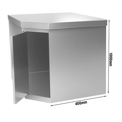 Stainless steel corner wall cabinet - 700x400mm - with hinged door - height: 1000mm
