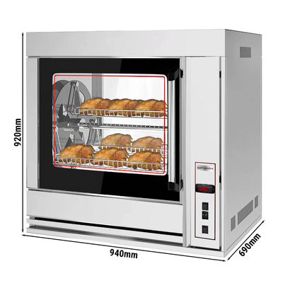 Electric chicken grill - 6.9kW - with 4 rotating baskets for 20 chickens