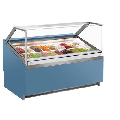 Eistheke IVY - 1606mm - Umluft - für 16x 5 Liter Eisbehälter - Blau