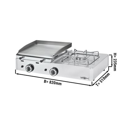 Ploča za prženje plinskog roštilja - 6,3 kW - Uklj. plinsko kuhalo 