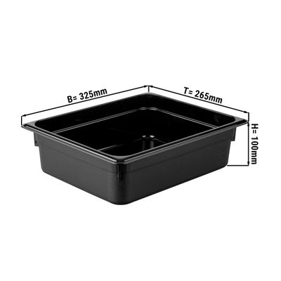 Recipiente GN de policarbonato 1/2 - negro - profundidad de 100 mm