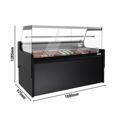 Comptoir réfrigéré / Comptoir à viande - 1880mm - avec éclairage LED & 1 étagère