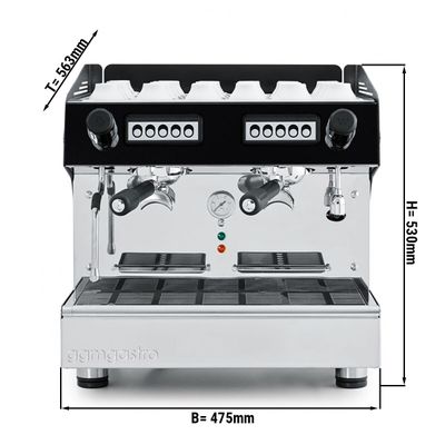 Machine à café à porte-filtre Compact - 2 groupes - Système de pré-filtration inclus