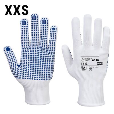 (10 paar) PVC Nub Handschoen - Wit/Blauw - Maat: XXS