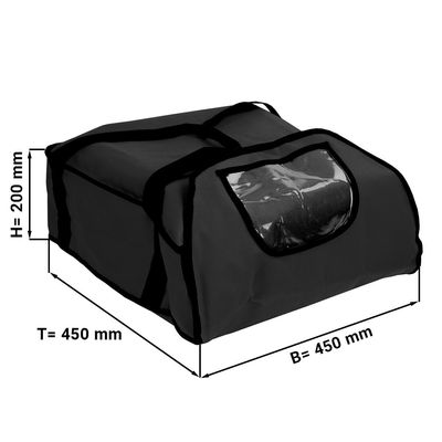 (5 Stück) Pizzabag / Isoliertasche - für 5 Pizzakartons 43x43cm - Schwarz