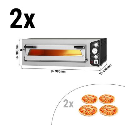 (2 stuks) Elektrische pizzaoven - 4+4x 35cm - Handmatig