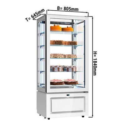 Panoramic display case - 457 litres - 800mm -  5 shelves - White