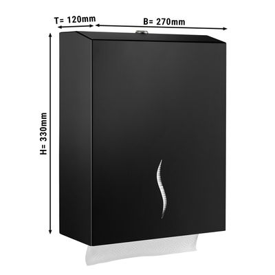 Dispensador de papel - 800 hojas - acero inoxidable - negro