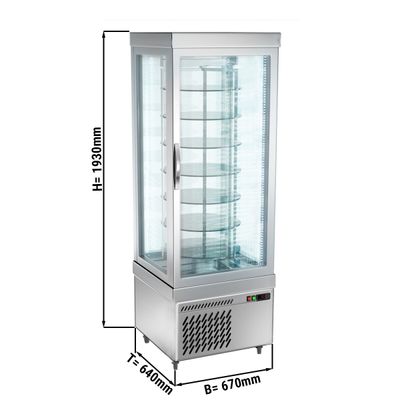 Panoramic display case - 430 litres - 670mm - 7 shelves - Silver